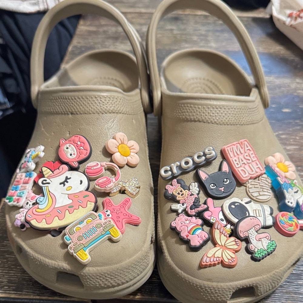 CROCS  FULLY CHARMED ' Brown Clocs with Colorful Charms